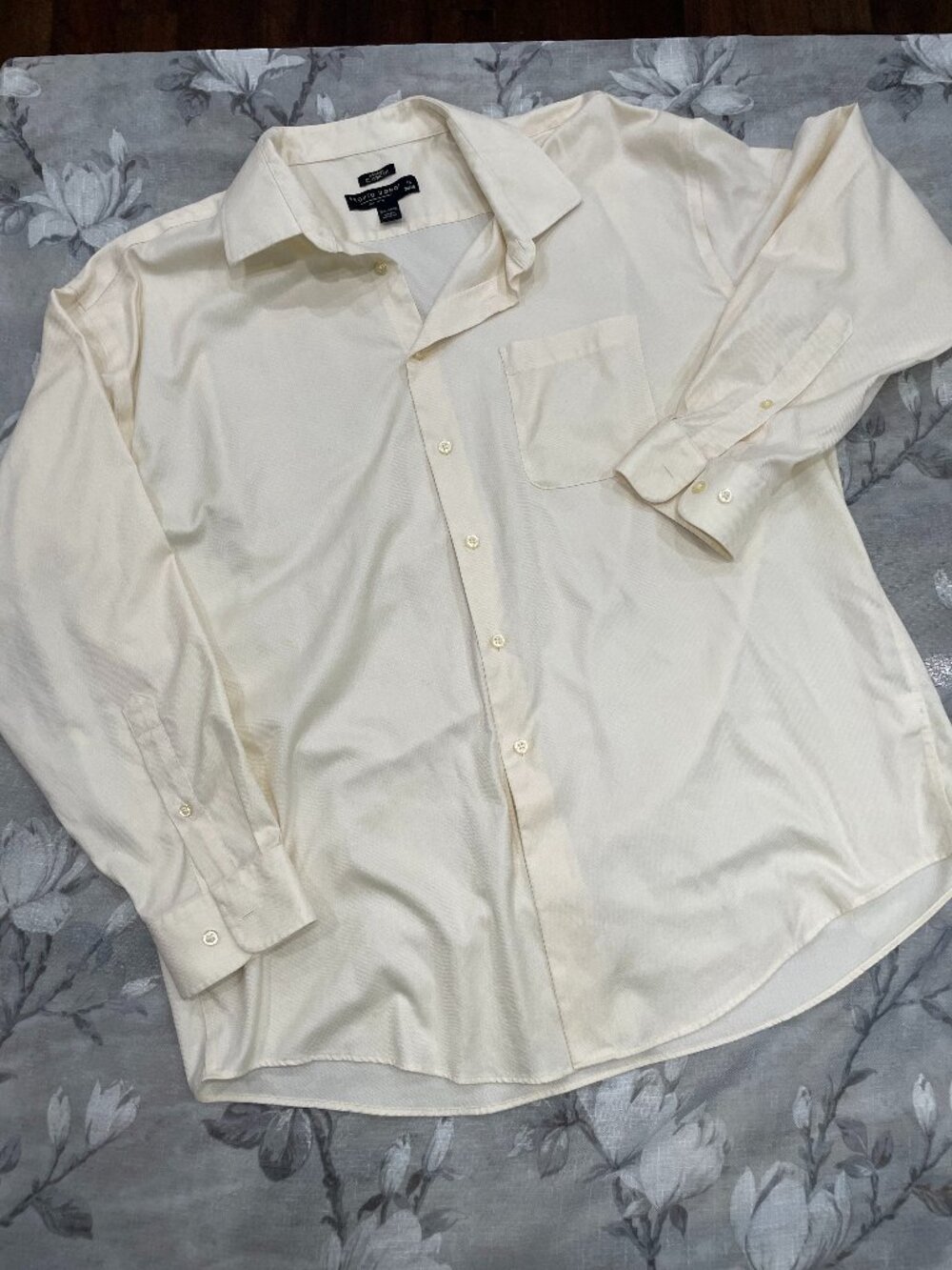 Pronto Uomo Cream Non-Iron Dress Shirt Classic Fit 100% Cotton 18 34/35